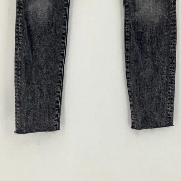 Mother Black Button Fly The Stunner Ankle Fray Jeans Friday The 13th Size 25